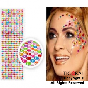 STICKERS STRASS AUTOADHESIVOS MULTICOLOR X 1 PLANCHA